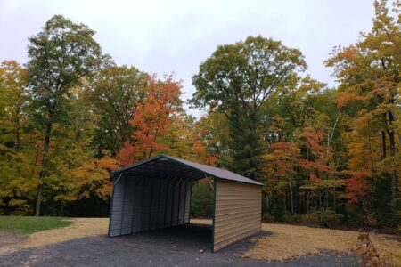 Partially Enclosed Metal Carport