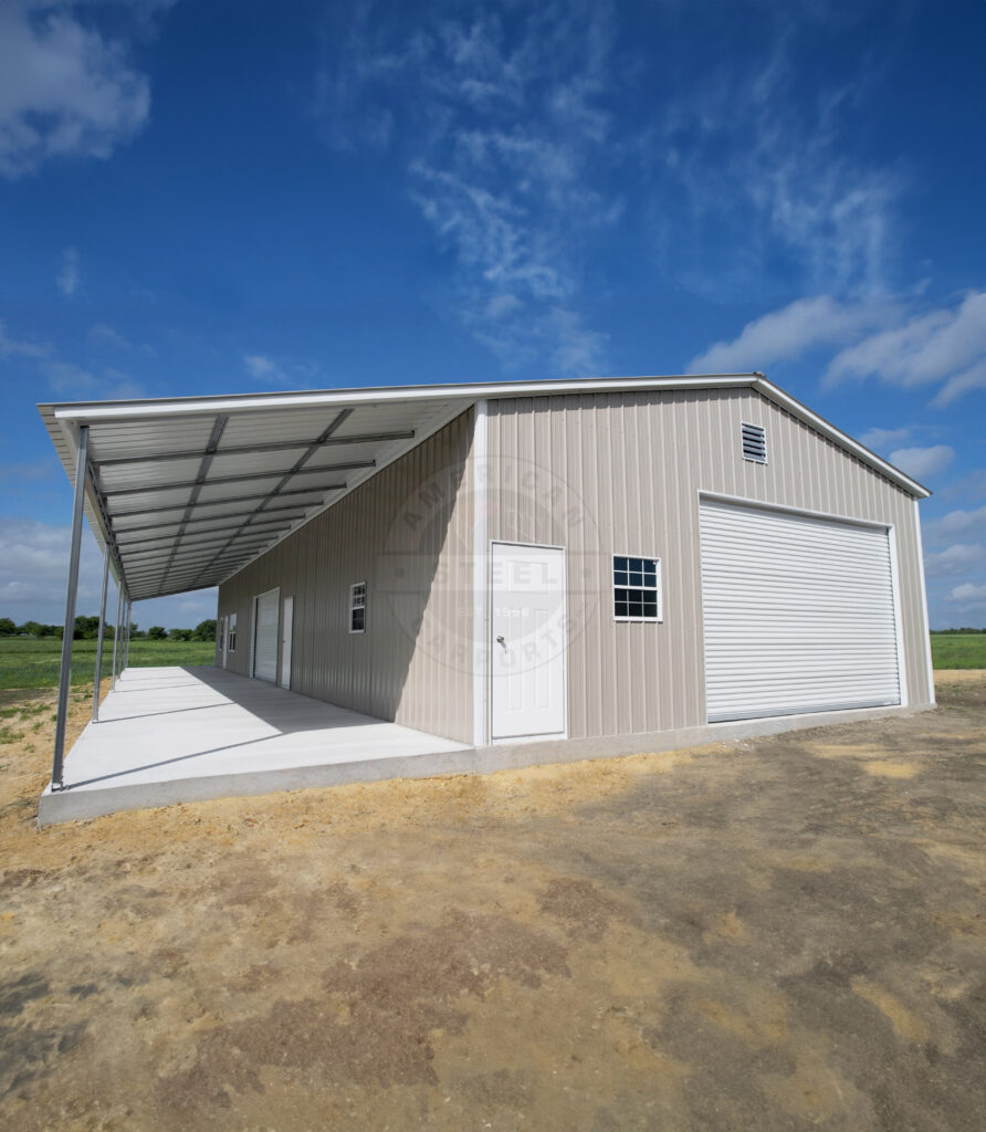30x75 Metal Garage in Marble Falls TX - American Steel Carports