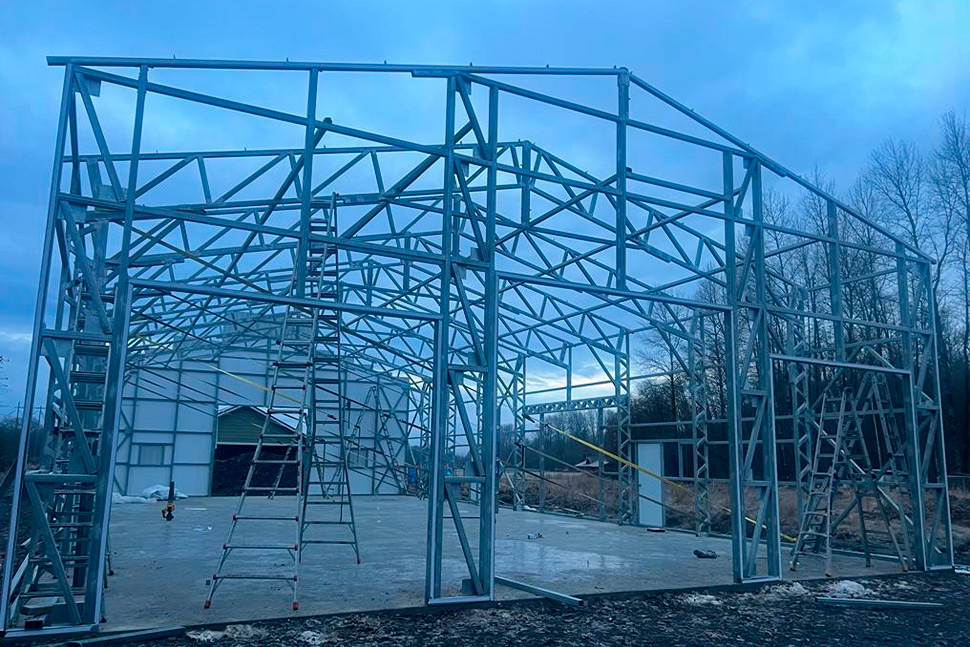 steel structure for a carport garage