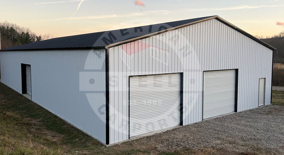 Metal garage by American Steel carports.